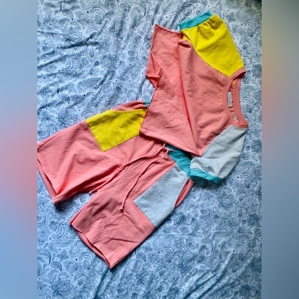 Anthropologie Billy T Patchwork Short Set Size Small New Top + Shorts New